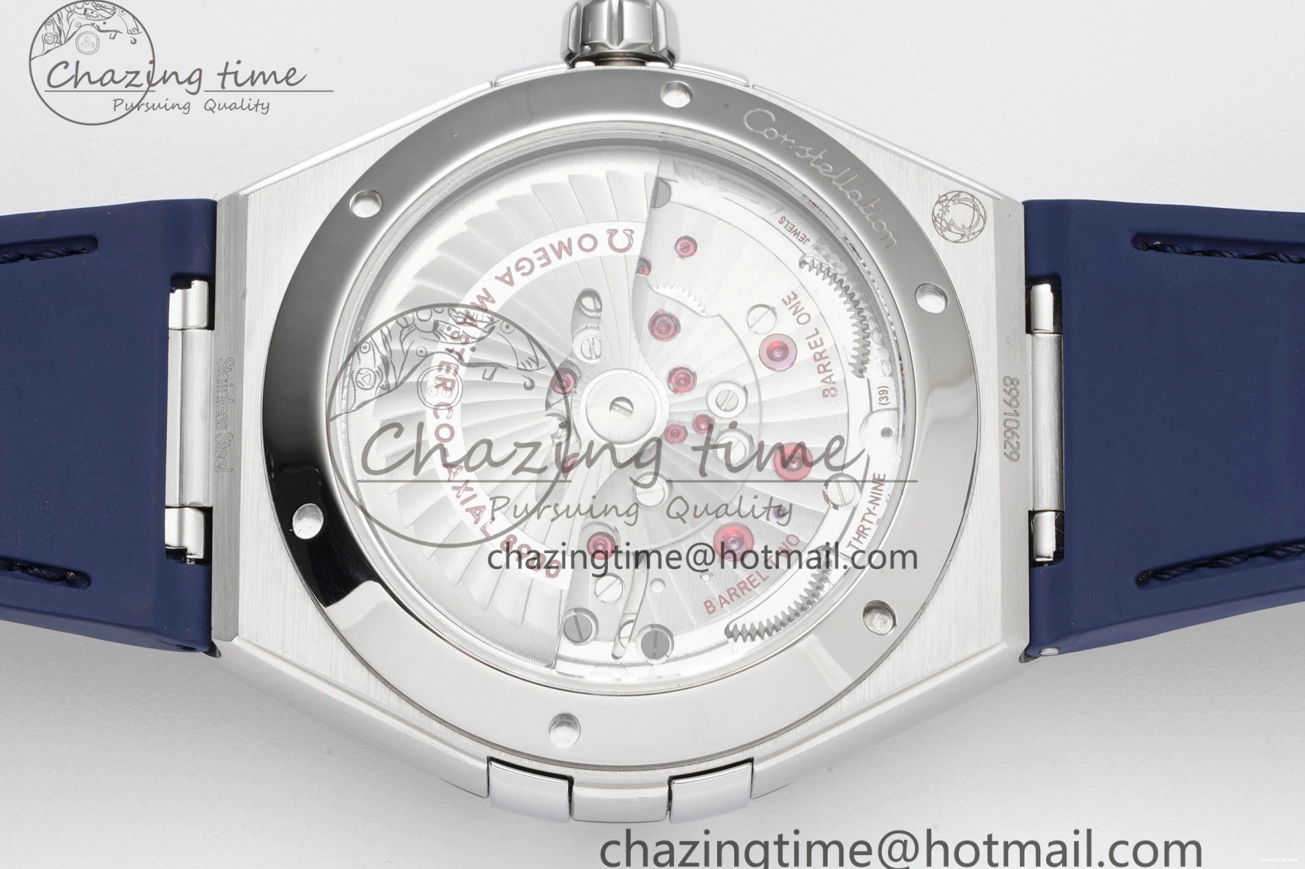 0114 Constellation Blue Ceramic SS 8F 1:1 Best Edition Blue Dial on Blue Gummy Strap A TravelReady 7800